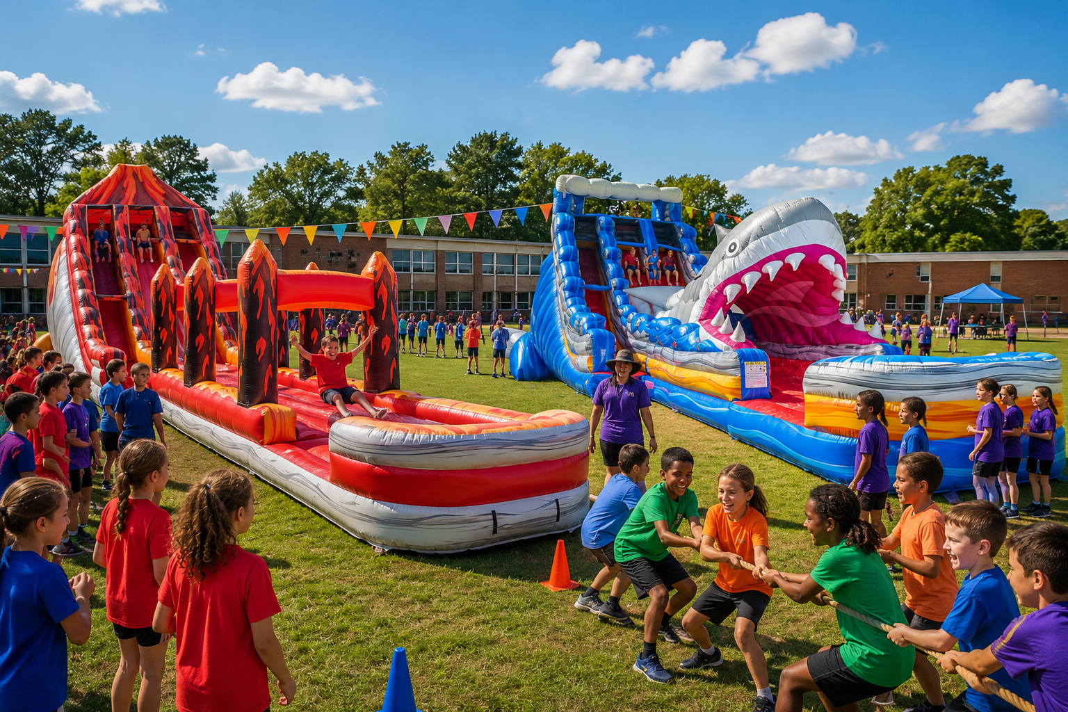 School and church water slide event with inflatables — party rental delivered in Lehigh Acres, FL