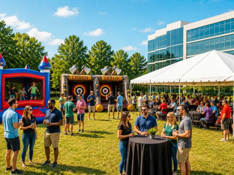 Inflatable party rentals set up for corporate & community events in Southwest Florida