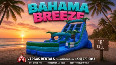 18-foot Bahama Breeze Dual Lane Center Climb water slide poster