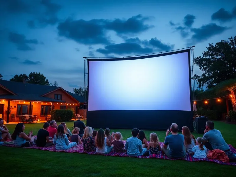 24 foot projector screen set up for an outdoor movie night