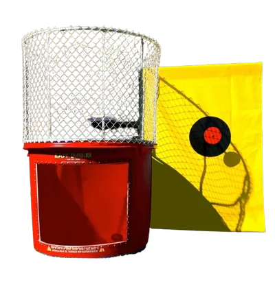Dunk Tank delivered and set up on a backyard lawn for a party in Fort Myers, FL