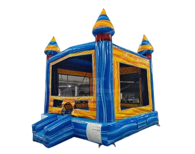 Electric Bounce House delivered and set up on a backyard lawn for a party in Fort Myers, FL