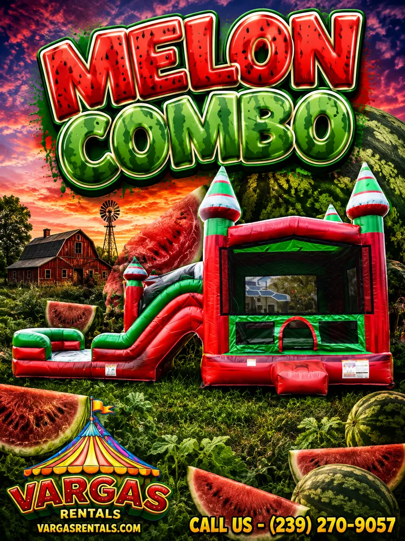Melon Dual Lane Combo delivered and set up on a backyard lawn for a party in Fort Myers, FL