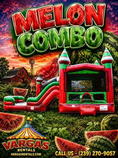 Melon Dual Lane Combo delivered and set up on a backyard lawn for a party in Fort Myers, FL