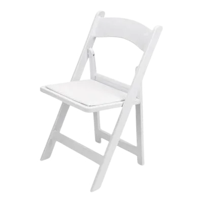 Resin Chair (White) delivered and set up on a backyard lawn for a party in Fort Myers, FL