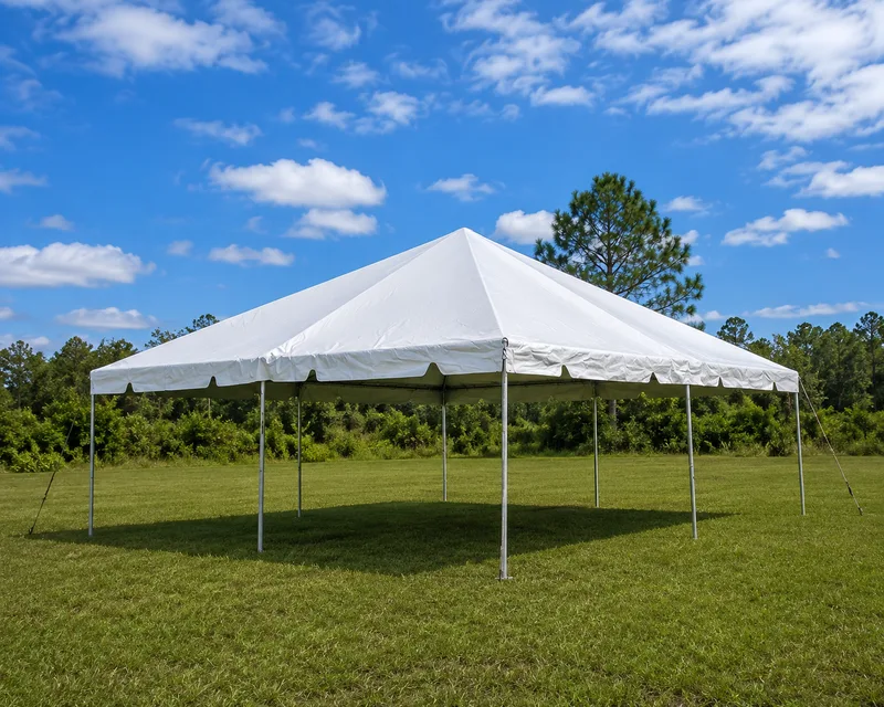 20x20 Tent delivered and set up on a backyard lawn for a party in Fort Myers, FL